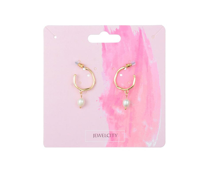 Dangle Pearl Hoop Earrings